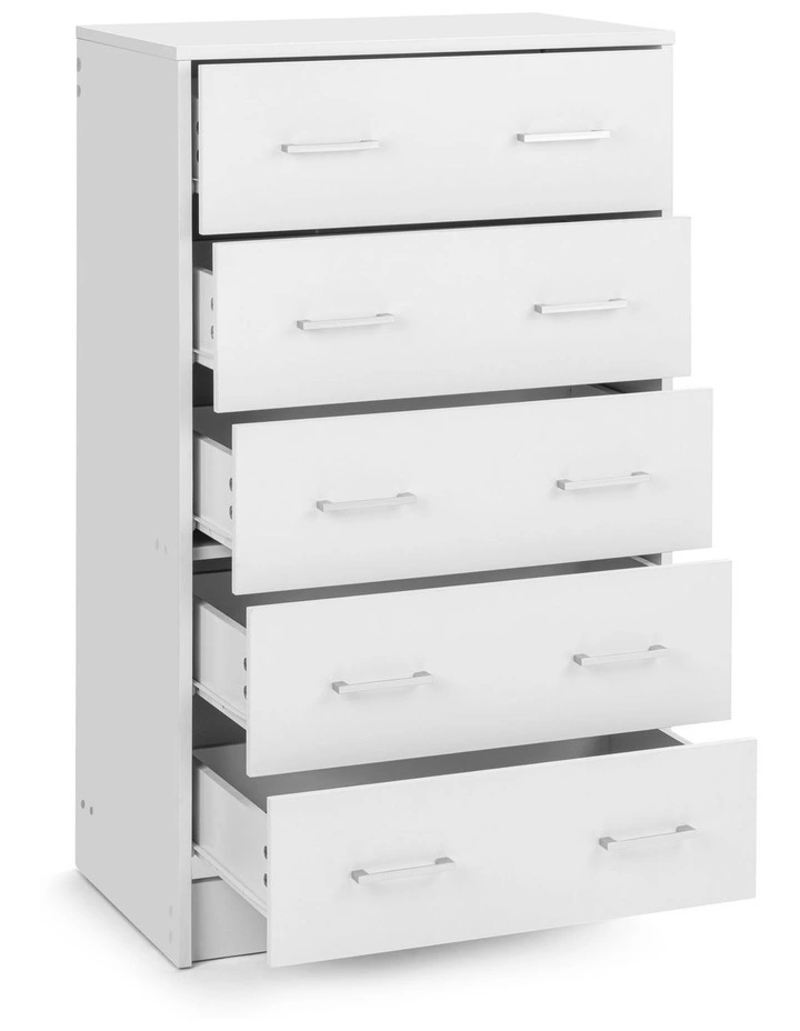 Griffin Chest 5 Drawers Tallboy Storage Dresser Storage Cabinet White image 5