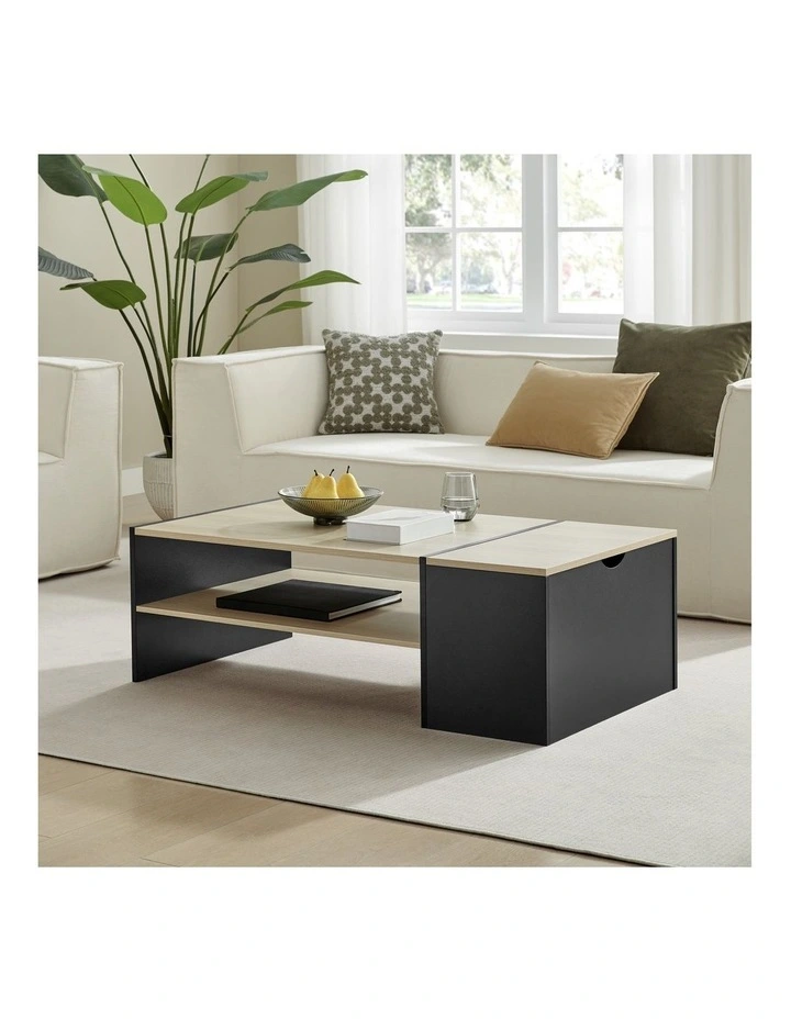 Klea Coffee Table with Storage Oak and Black image 2