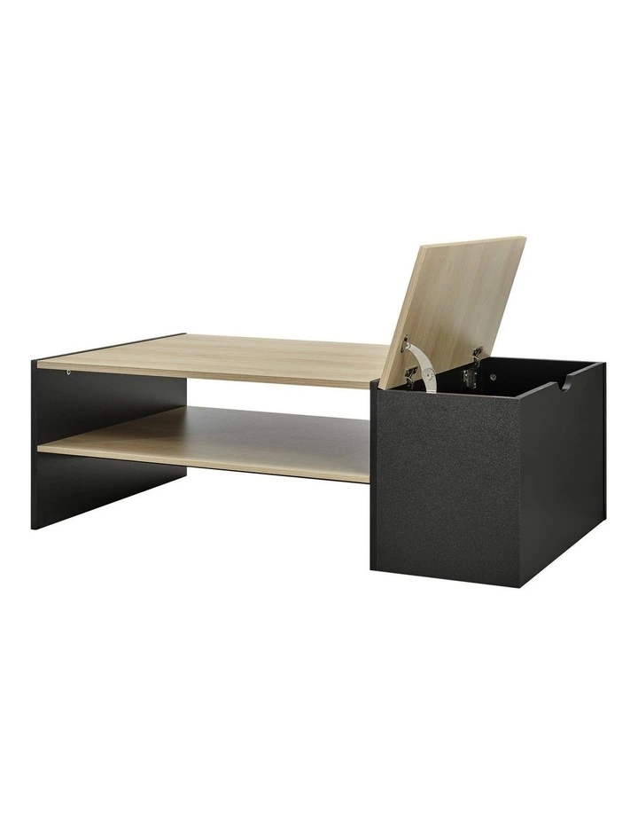 Klea Coffee Table with Storage Oak and Black image 4