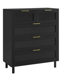 Quincy Tallboy Dresser Chest 5 Drawers Black
