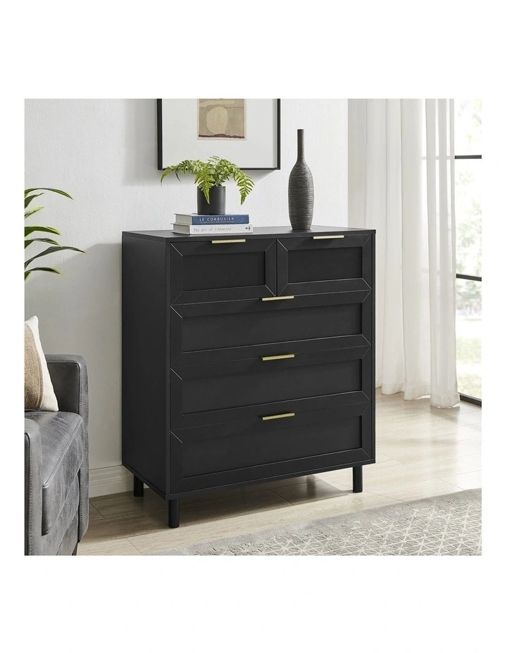 Quincy Tallboy Dresser Chest 5 Drawers Black image 3