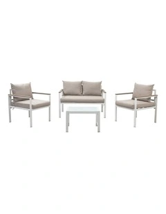 May Outdoor Lounge Garden Set 4 Piece Khaki and White