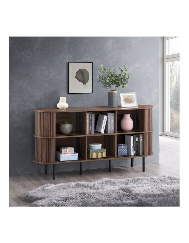 Shane Buffet Storage Shelving Unit 4 Doors Walnut image 3