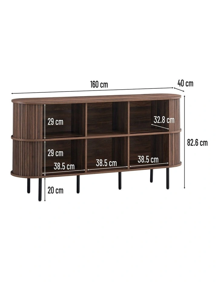 Shane Buffet Storage Shelving Unit 4 Doors Walnut image 7