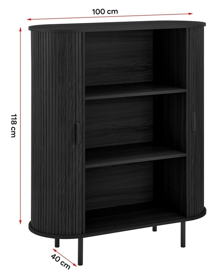 Kayla Cabinet Cupboard Storage 2 Doors 3 Levels Black image 7