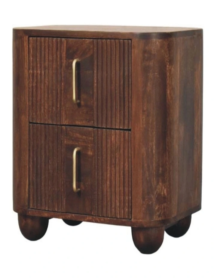 Solid Wood Marlowe Fluted Nightstand 2 Drawers in Brown image 4