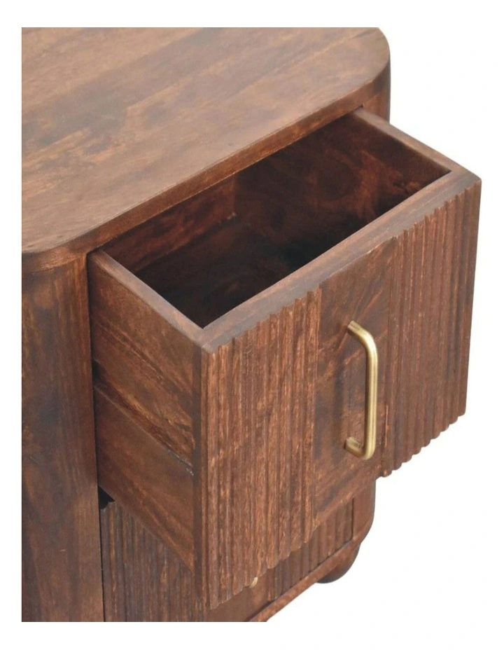 Solid Wood Marlowe Fluted Nightstand 2 Drawers in Brown image 5