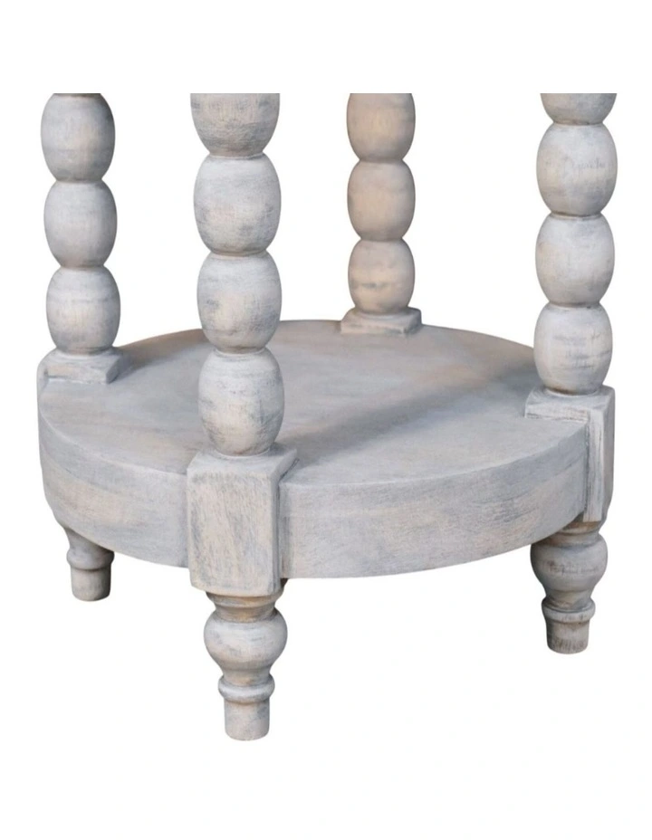 Artisan Furniture Solid Wood Ellsworth Round Side Table in Acid Wash, 1 Open Slot, Grey image 5