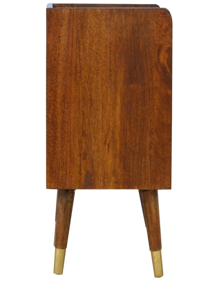 Artisan Furniture Solid Wood Manila Gold One Drawer Bedside, 1 Shelf, Brown & Gold image 5