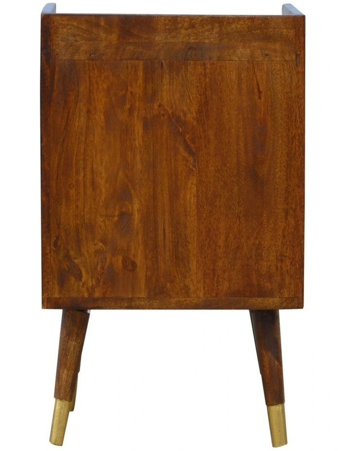 Artisan Furniture Solid Wood Manila Gold One Drawer Bedside, 1 Shelf, Brown & Gold image 6