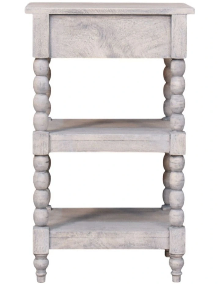 Artisan Furniture Solid Wood Barclay Acid Wash Side Table, 1 Drawer, 2 Shelves, Grey image 6