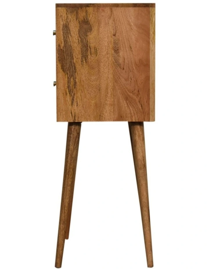 Solid Wood Mini Cube Carved 2 Drawer Bedside in Brown image 5
