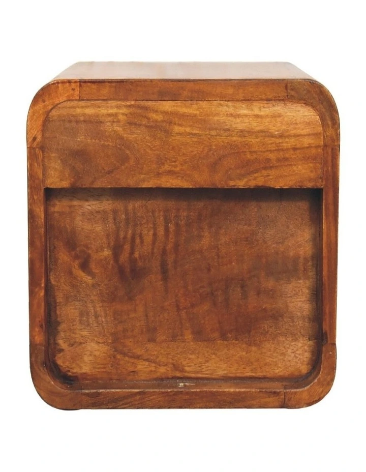 Solid Wood Floating Mini Chestnut Bedside 2 Drawers in Brown image 6