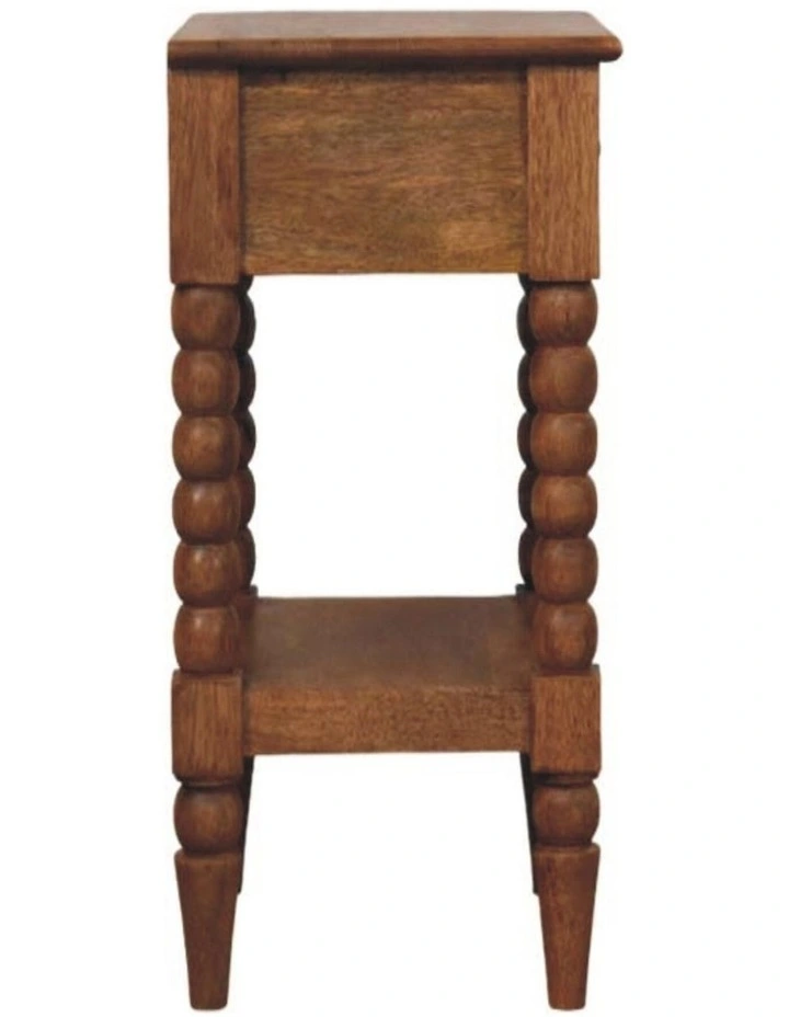 Solid Wood Spindle Bedside Table 1 Drawer, 1 Shelf in Brown image 5