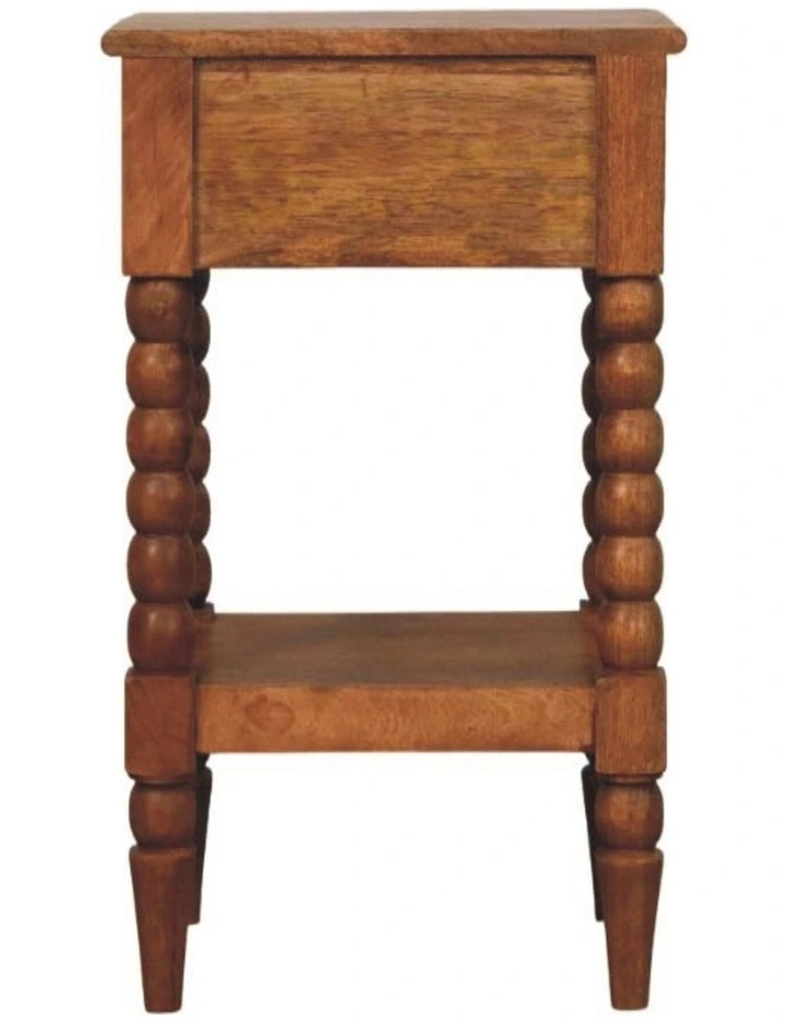 Solid Wood Spindle Bedside Table 1 Drawer, 1 Shelf in Brown image 6