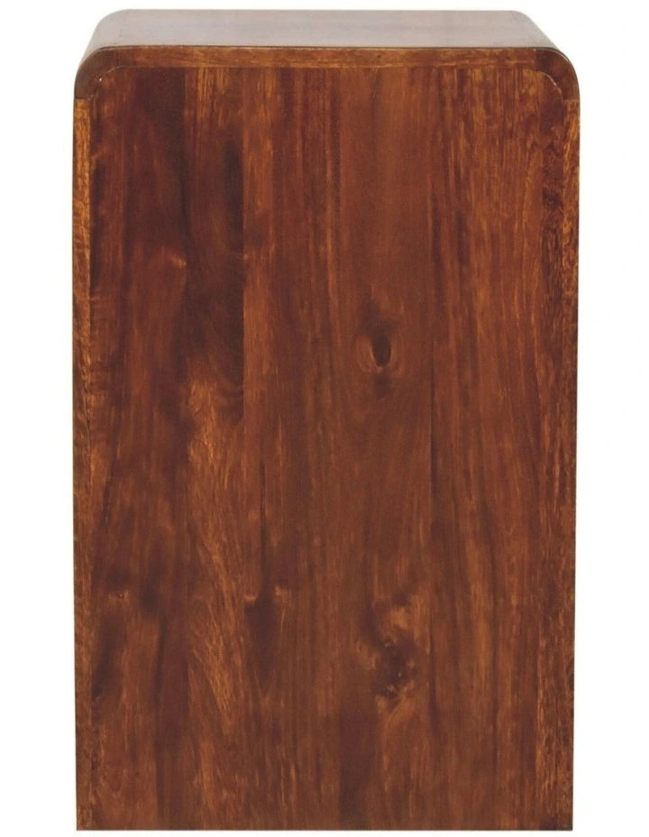 Solid Wood Chestnut T-Bar Rounded Bedside 1 Drawer in Dark Brown image 6