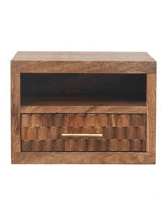 Solid Wood Cadiz Carved Slot-Drawer Bedside in Brown
