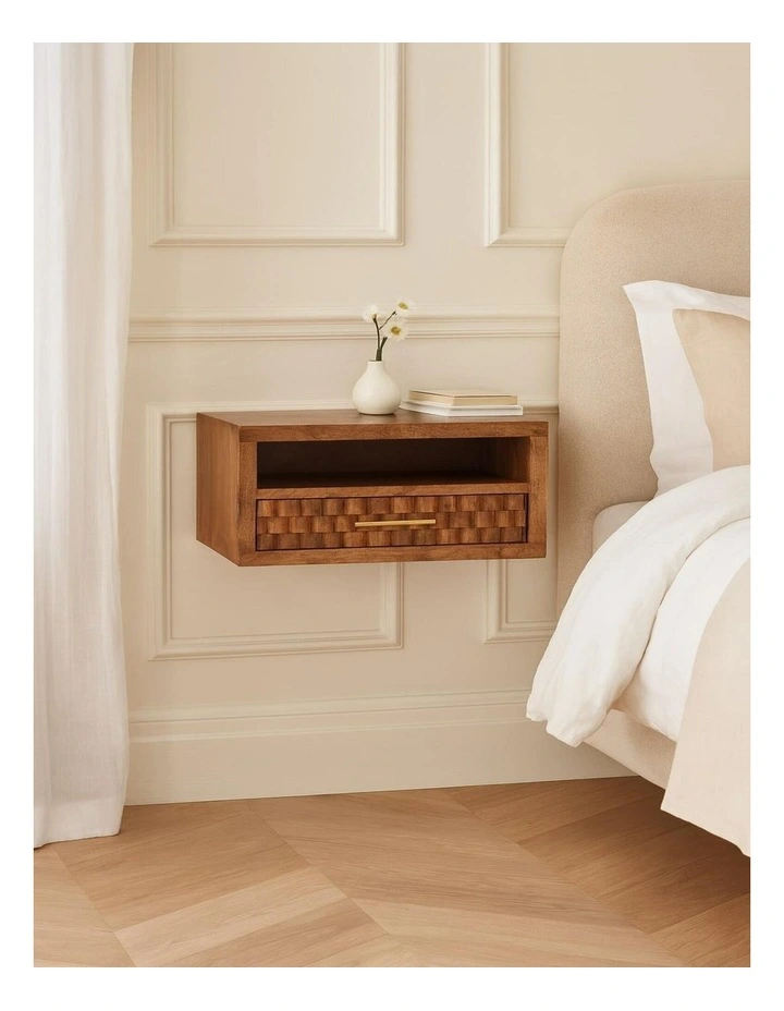 Solid Wood Cadiz Carved Slot-Drawer Bedside in Brown image 2
