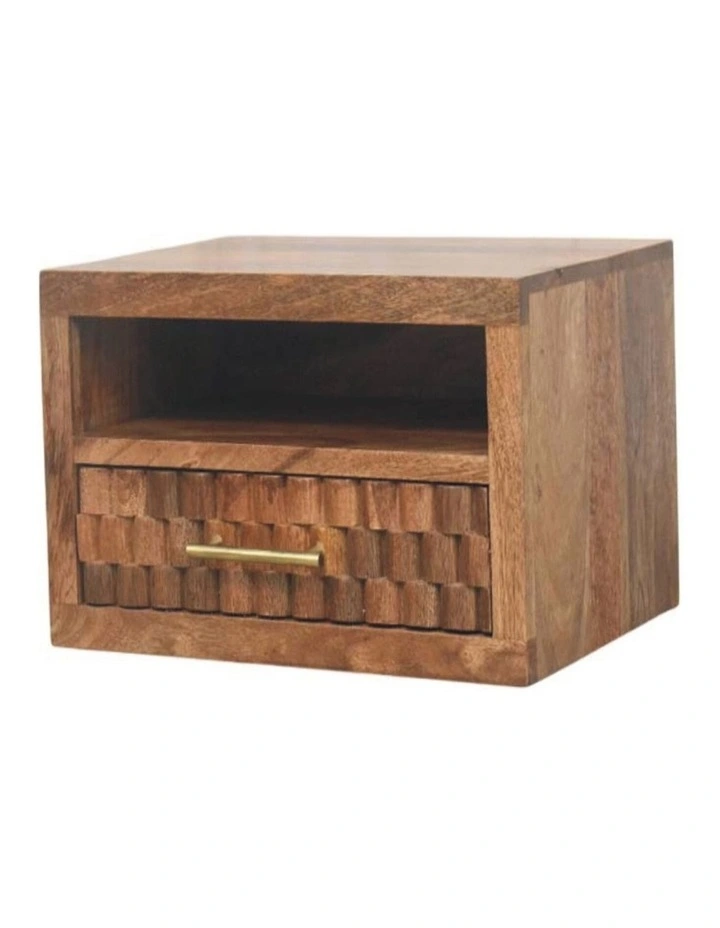 Solid Wood Cadiz Carved Slot-Drawer Bedside in Brown image 3