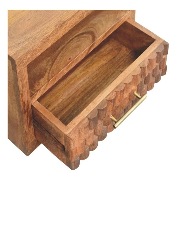 Solid Wood Cadiz Carved Slot-Drawer Bedside in Brown image 5