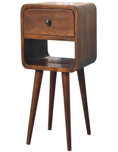 Solid Wood Mini Chestnut Curve Lower Bedside in Dark Brown