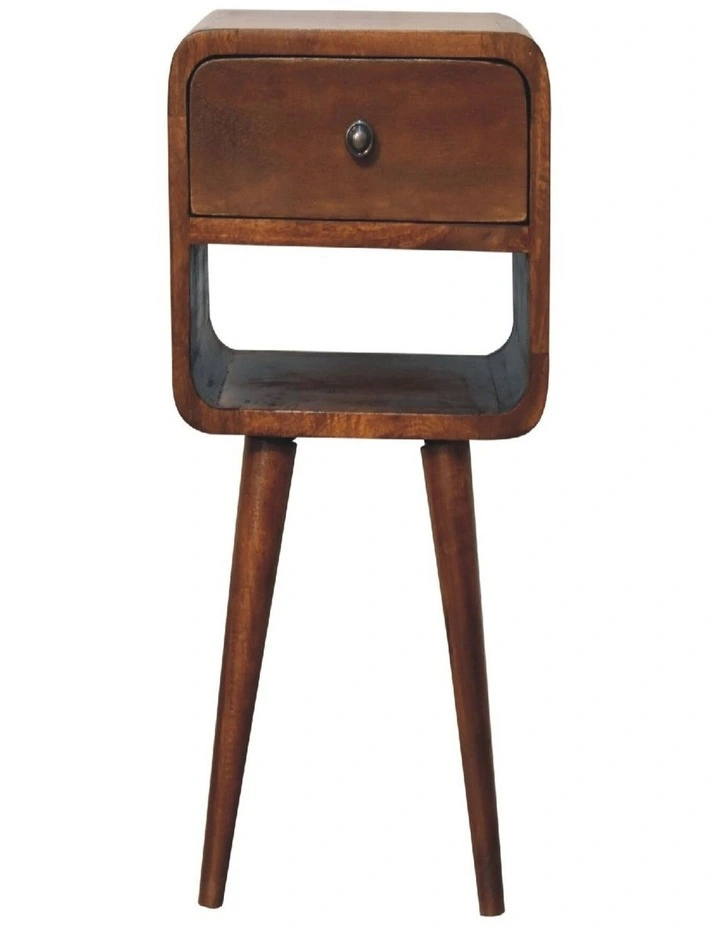 Solid Wood Mini Chestnut Curve Lower Bedside in Dark Brown image 2