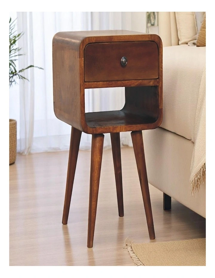Solid Wood Mini Chestnut Curve Lower Bedside in Dark Brown image 3