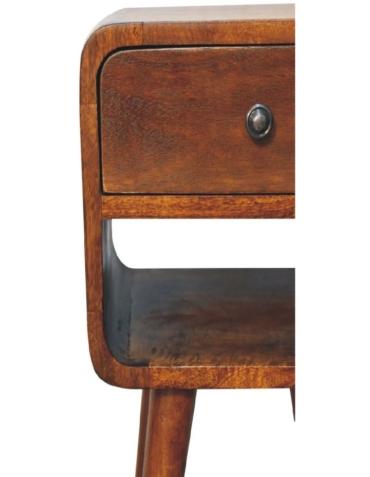Solid Wood Mini Chestnut Curve Lower Bedside in Dark Brown image 4