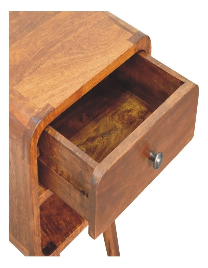 Solid Wood Mini Chestnut Curve Lower Bedside in Dark Brown image 5