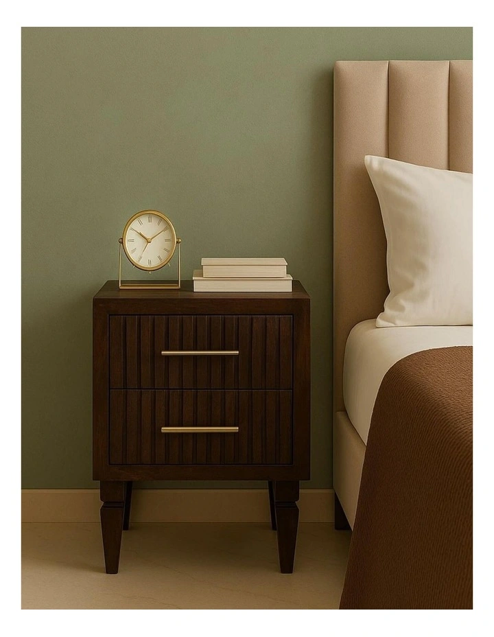 Artisan Furniture Solid Wood Belmont 2 Drawer Nightstand, Dark Brown image 2