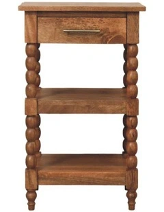 Solid Wood Barley Twist Side Table in Brown