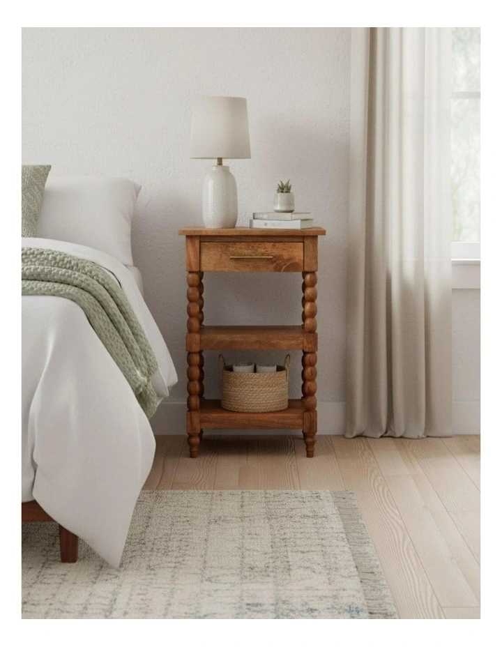 Solid Wood Barley Twist Side Table in Brown image 2
