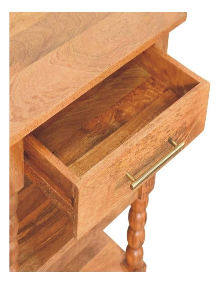 Solid Wood Barley Twist Side Table in Brown image 5