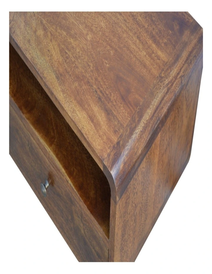 Solid Wood Curved Chestnut Media Unit in Dark Brown image 4