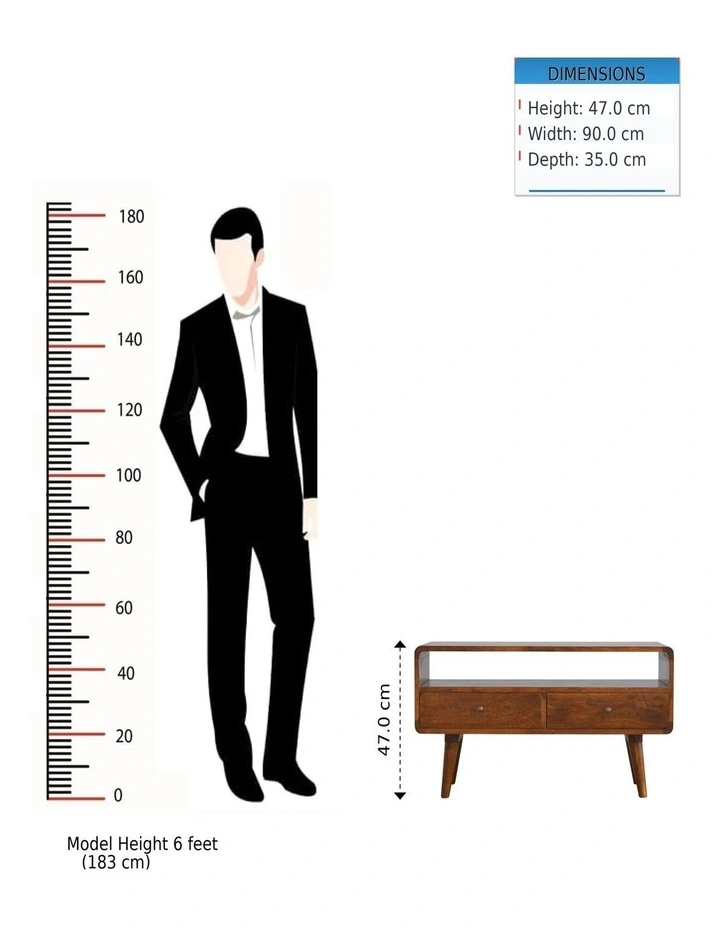 Solid Wood Curved Chestnut Media Unit in Dark Brown image 7