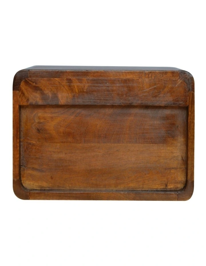 Artisan Furniture Solid Wood Chestnut Curve Floating Bedside, 1 Drawer, 1 Shelf, Dark Brown image 6