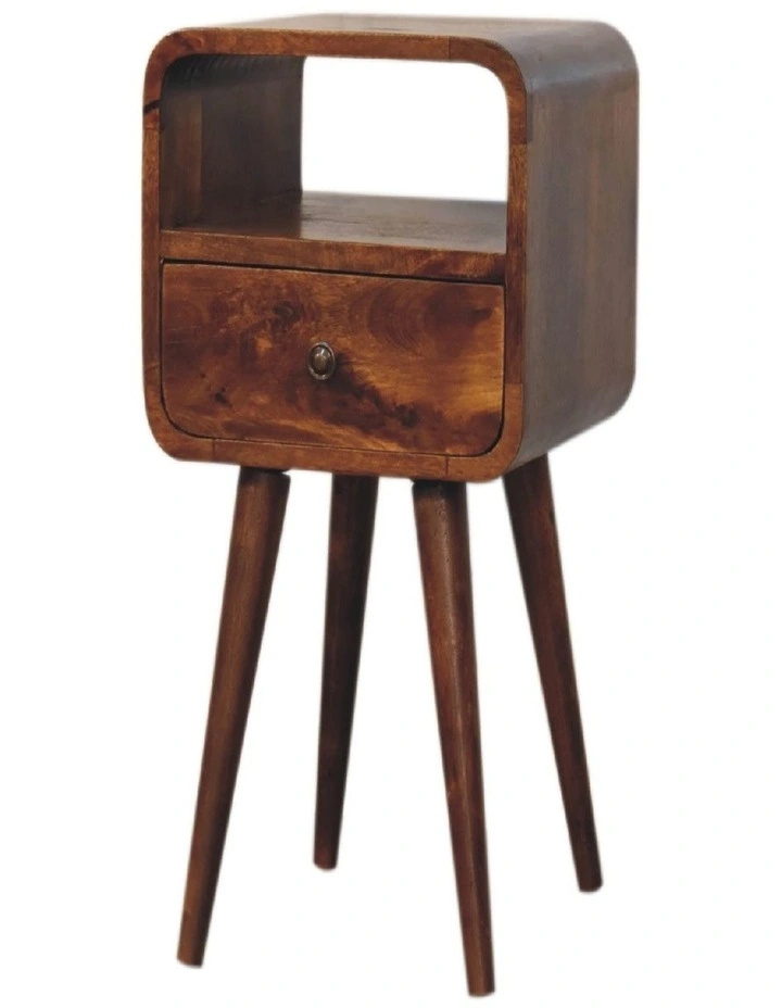 Solid Wood Mini Chestnut Curve Open Bedside in Dark Brown image 4