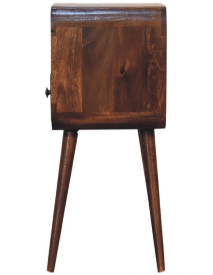 Solid Wood Mini Chestnut Curve Open Bedside in Dark Brown image 5