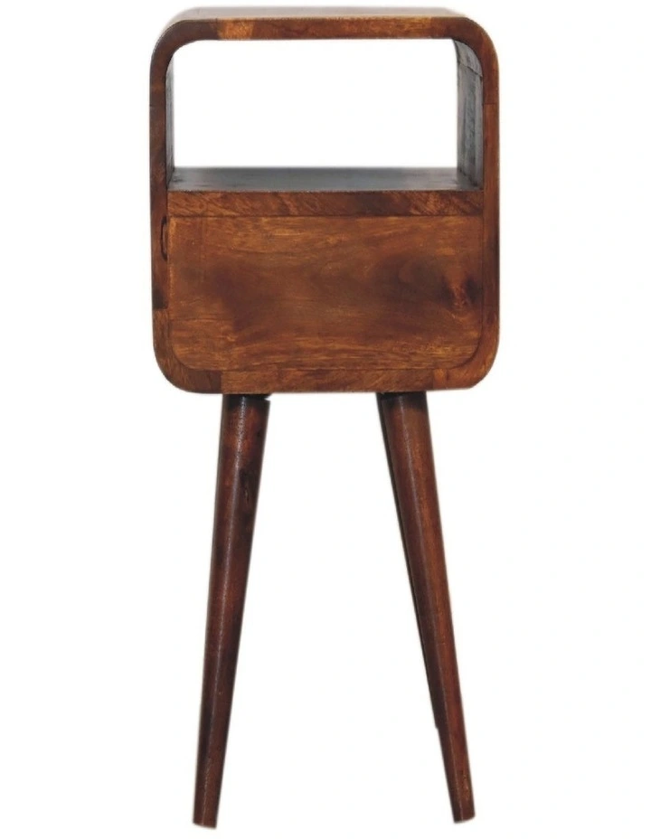 Solid Wood Mini Chestnut Curve Open Bedside in Dark Brown image 6