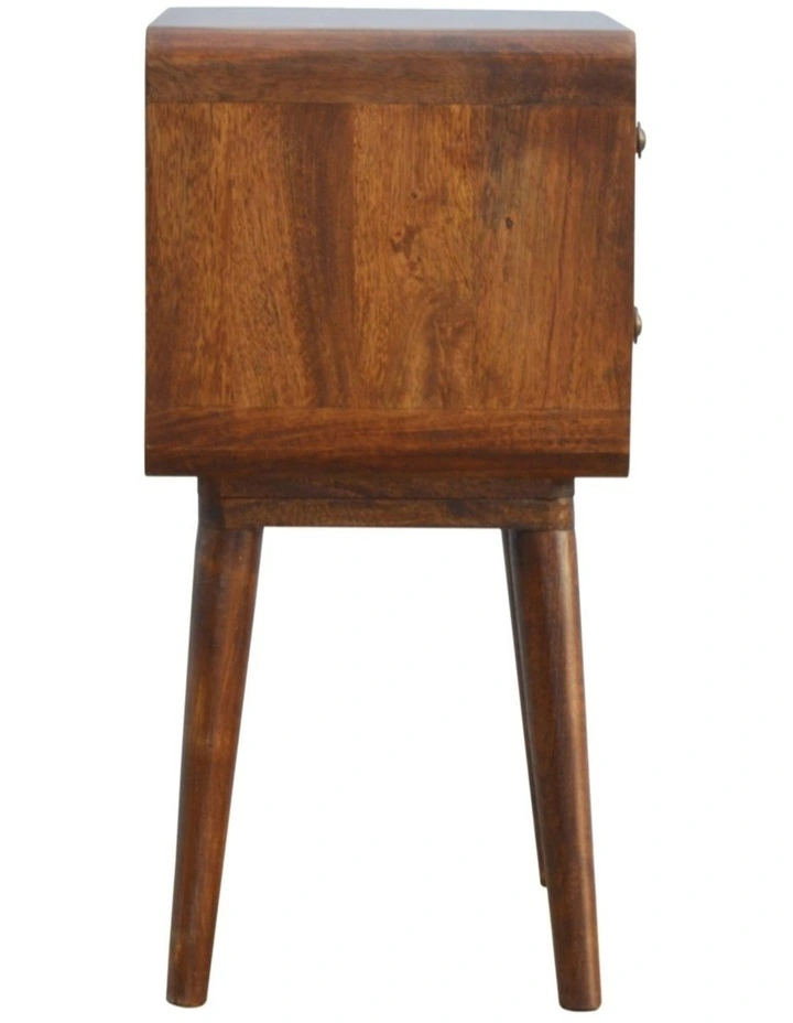 Artisan Furniture Solid Wood Curved Chestnut Bedside, 2 Drawers, Dark Brown image 5