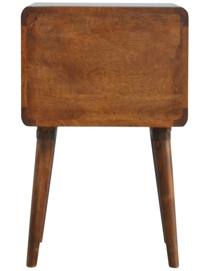 Artisan Furniture Solid Wood Curved Chestnut Bedside, 2 Drawers, Dark Brown image 6