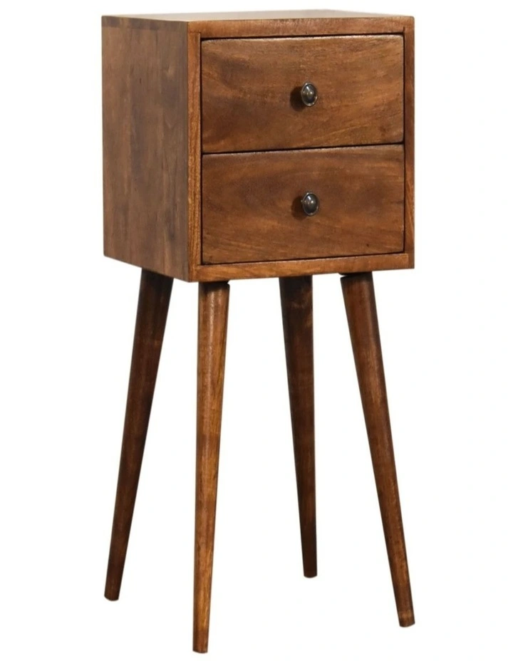 Solid Wood Mini 2 Drawer Chestnut Bedside in Brown image 3