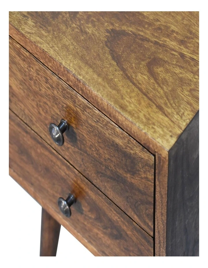 Solid Wood Mini 2 Drawer Chestnut Bedside in Brown image 4