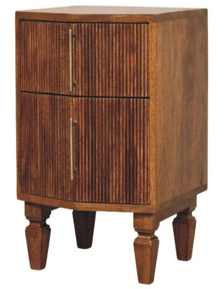 Solid Wood Louvre Bedside Unit in Brown image 3