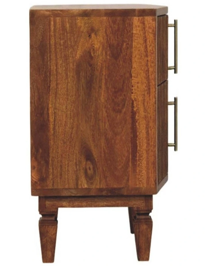 Solid Wood Louvre Bedside Unit in Brown image 6