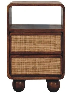 Solid Wood Larissa 2 Drawer Chestnut Nightstand in Brown