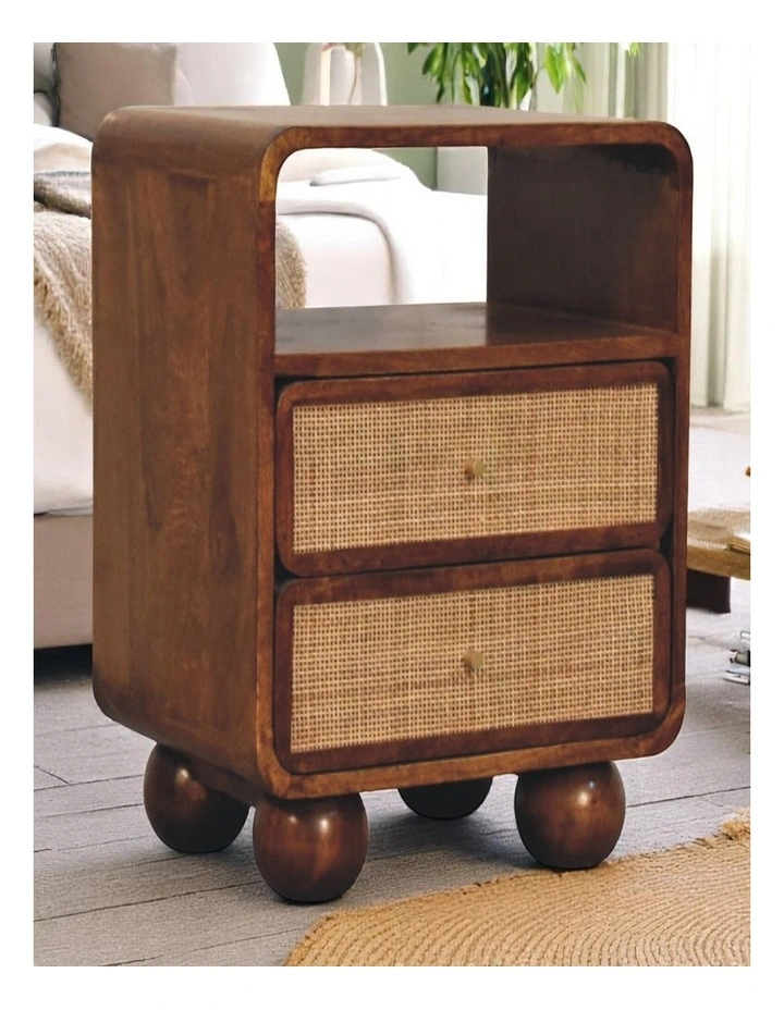 Solid Wood Larissa 2 Drawer Chestnut Nightstand in Brown image 2