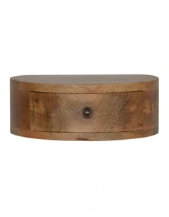Solid Wood Wall Mounted Rounded Bedside in Brown