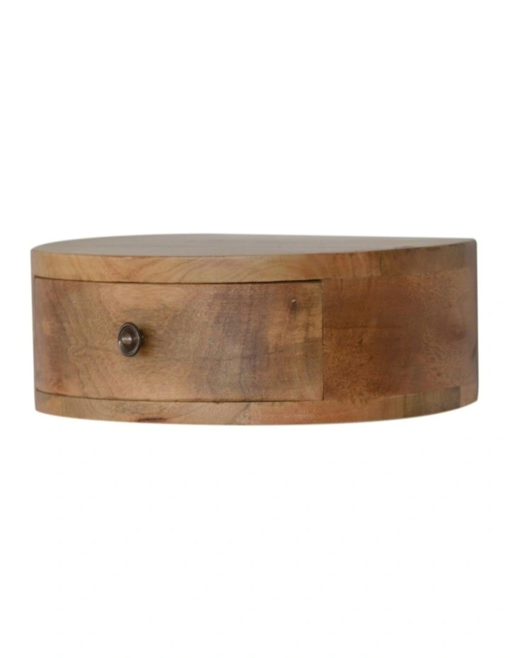 Solid Wood Wall Mounted Rounded Bedside in Brown image 3