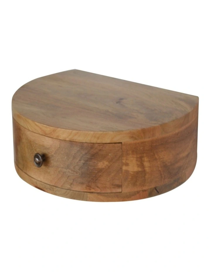 Solid Wood Wall Mounted Rounded Bedside in Brown image 4